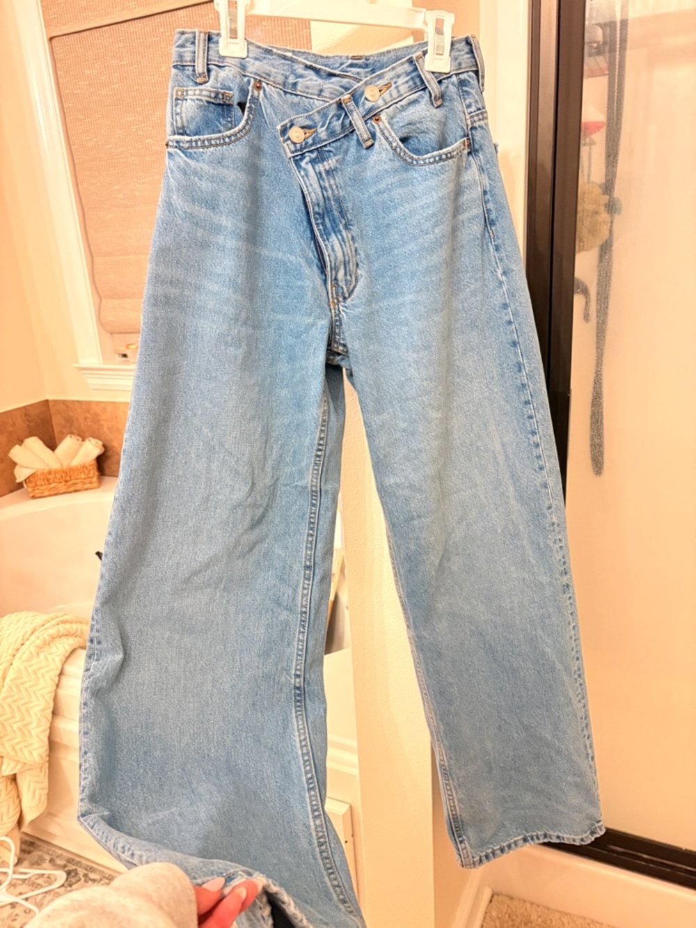 Zara Light Blue High-Rise Wide Leg Jeans